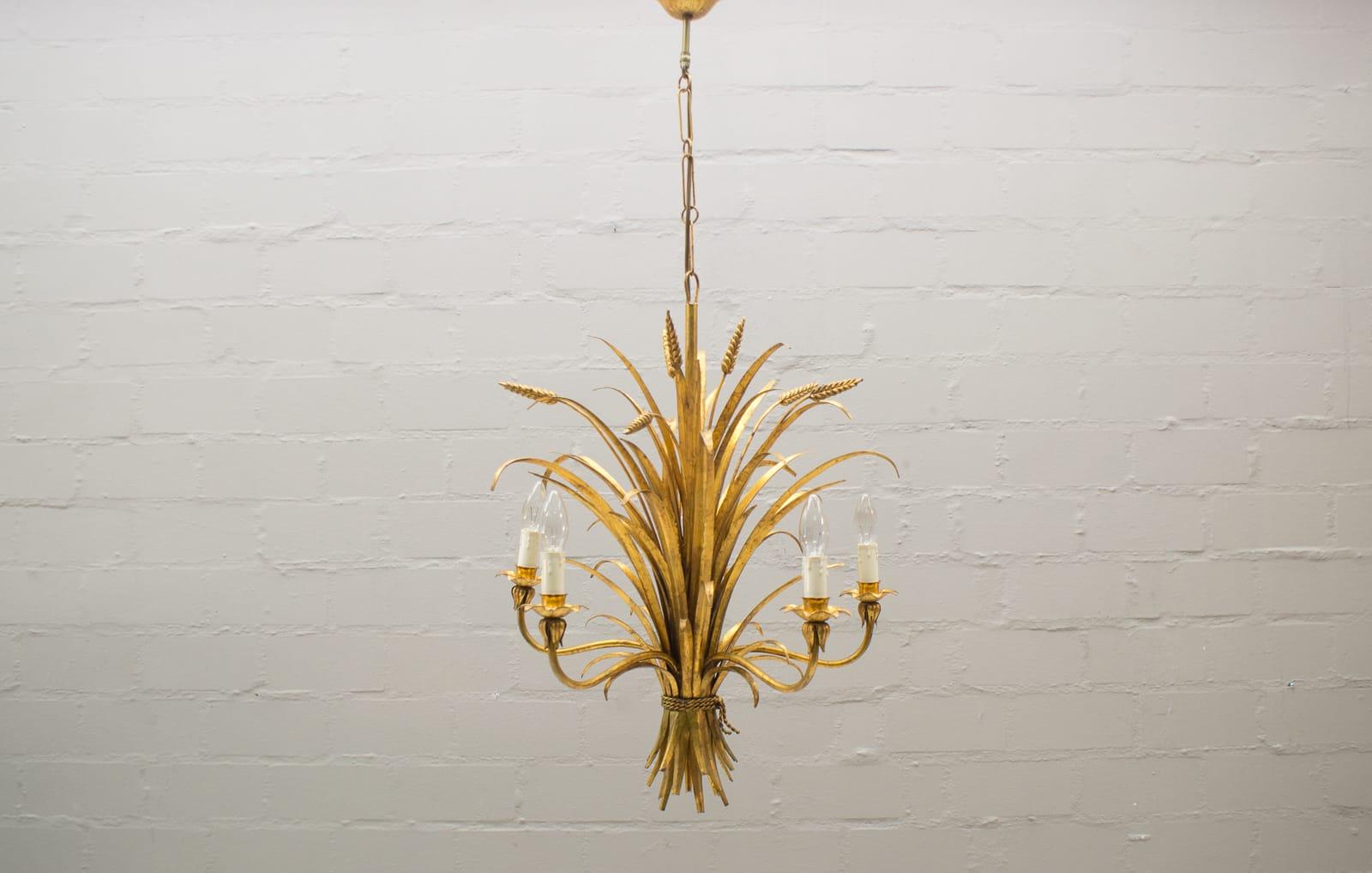 Hollywood Regency Large Wheat Sheaf Ceiling Light by Hans Kögl, Germany, 1970s