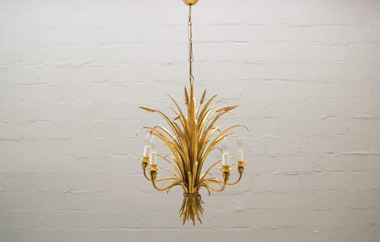 Hollywood Regency Large Wheat Sheaf Ceiling Light by Hans Kögl, Germany, 1970s For Sale