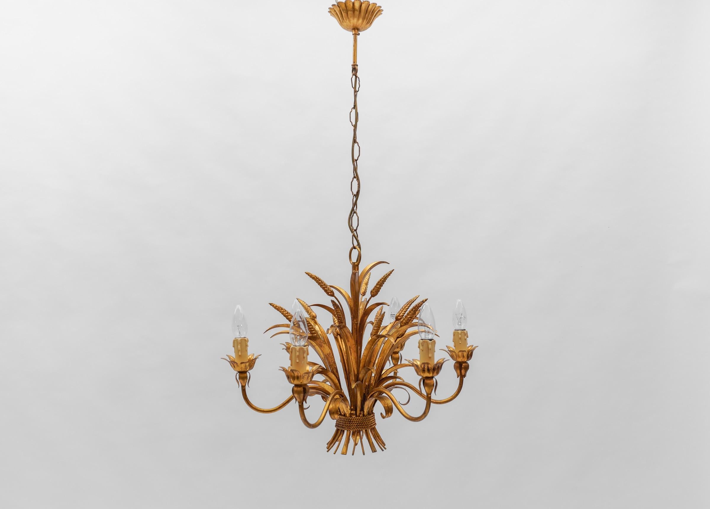 Hollywood Regency Large Wheat Sheaf Ceiling Light by Hans Kögl, Germany, 1970s For Sale