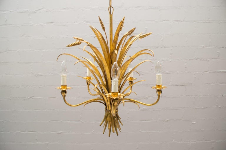 Gilt Large Wheat Sheaf Ceiling Light by Hans Kögl, Germany, 1970s For Sale
