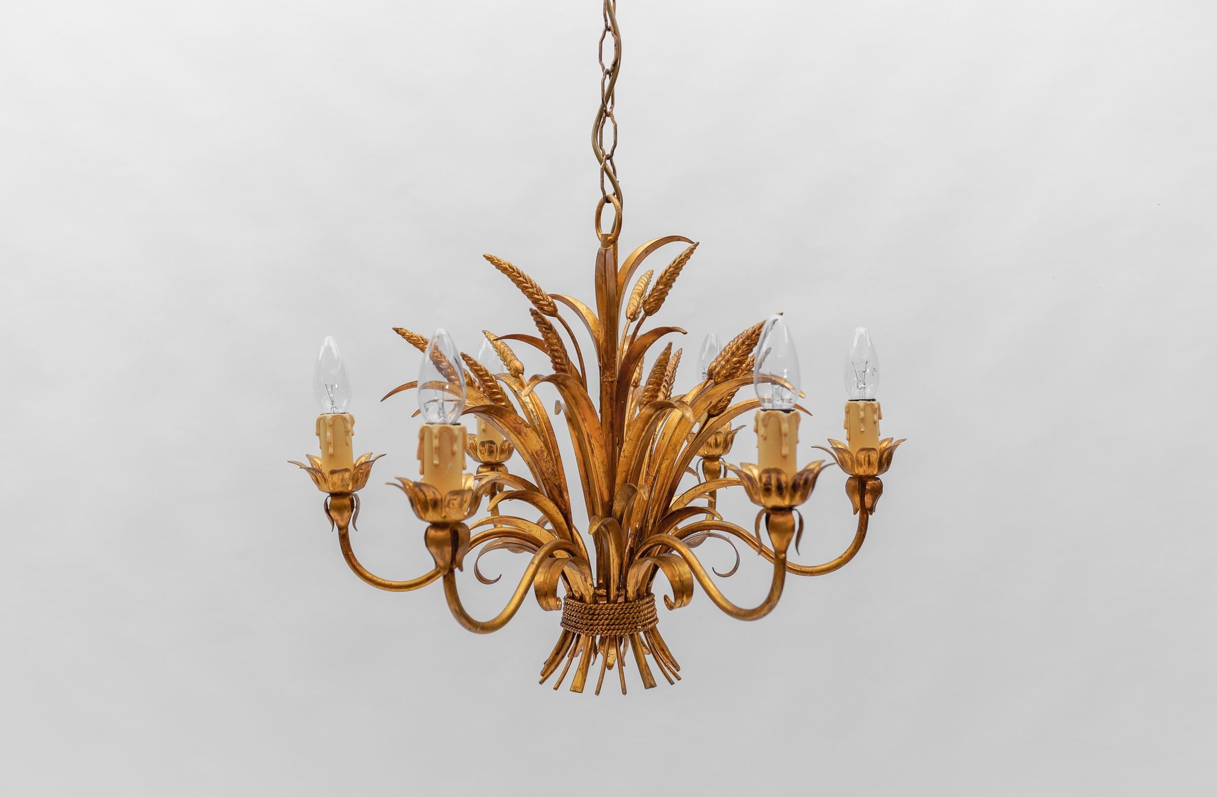 Gilt Large Wheat Sheaf Ceiling Light by Hans Kögl, Germany, 1970s For Sale