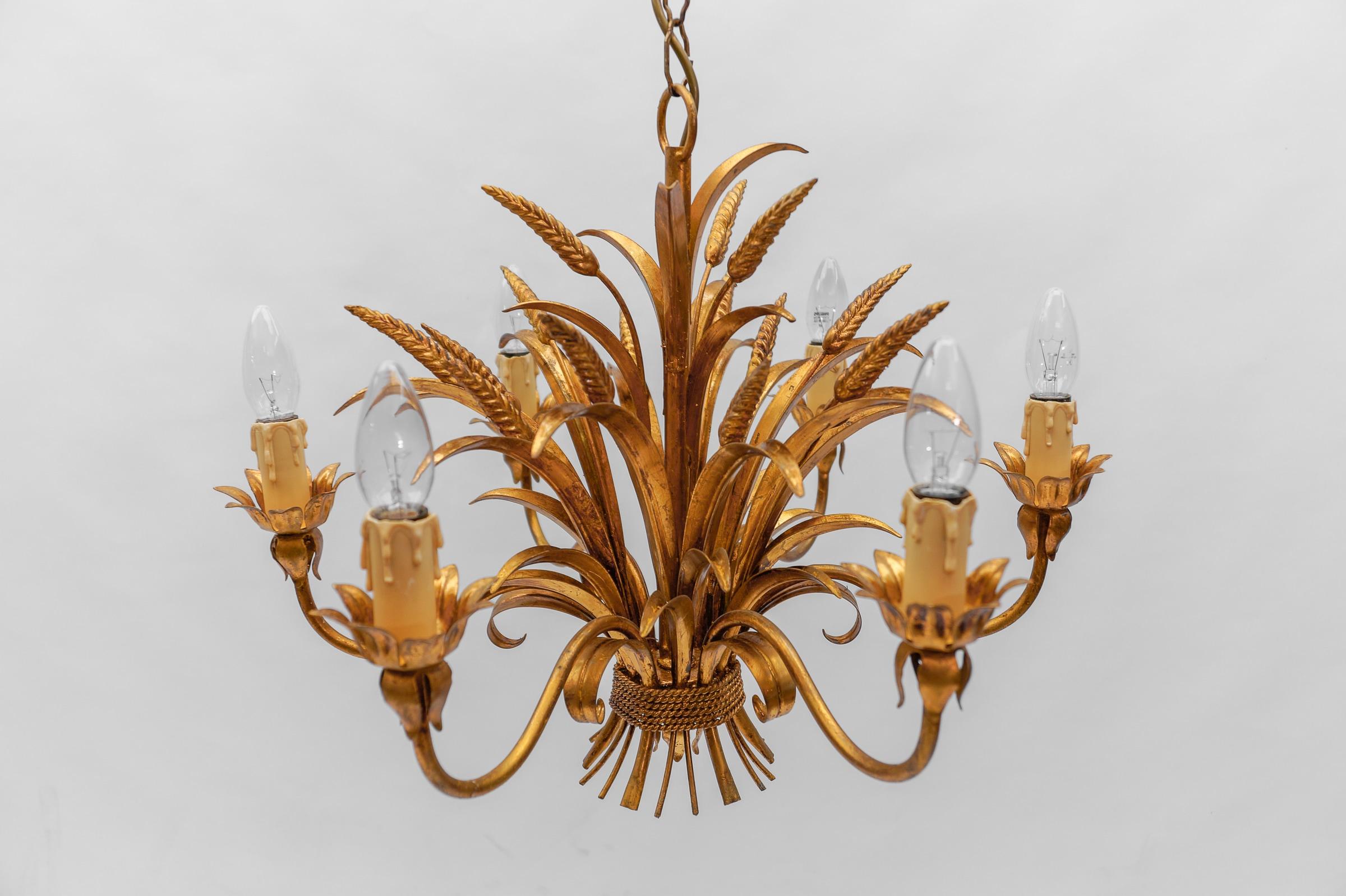 Late 20th Century Large Wheat Sheaf Ceiling Light by Hans Kögl, Germany, 1970s For Sale
