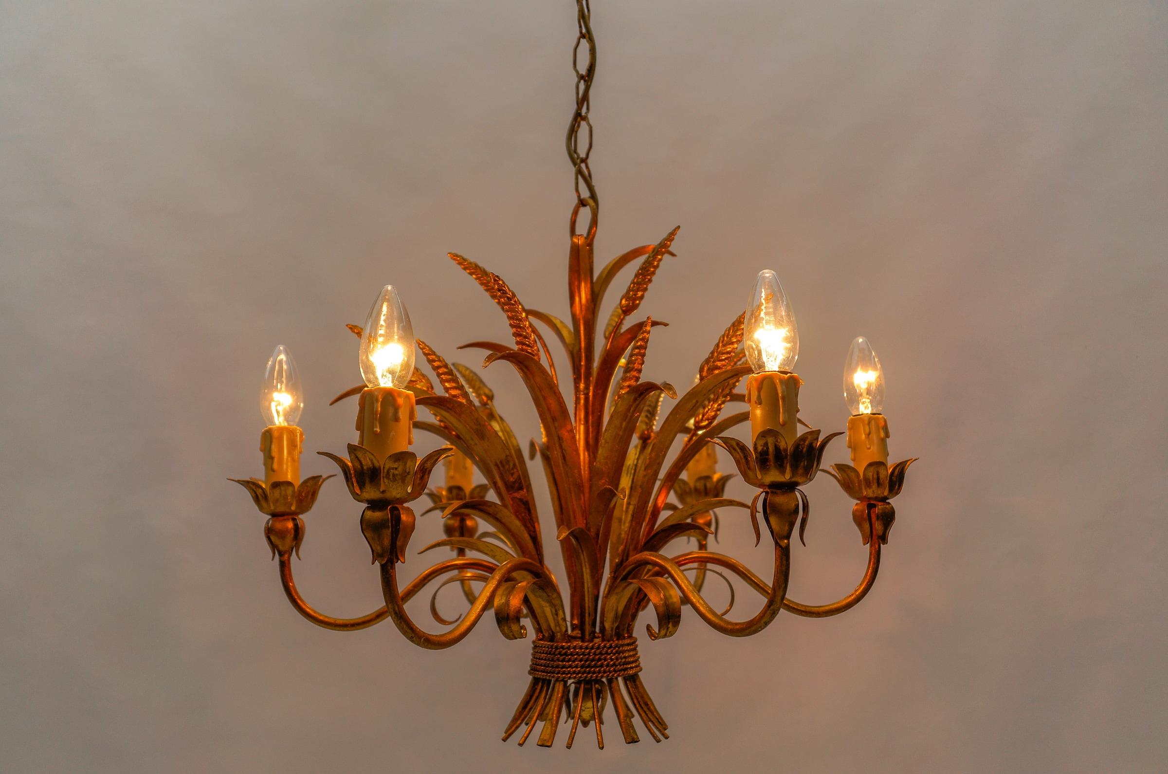 Metal Large Wheat Sheaf Ceiling Light by Hans Kögl, Germany, 1970s For Sale