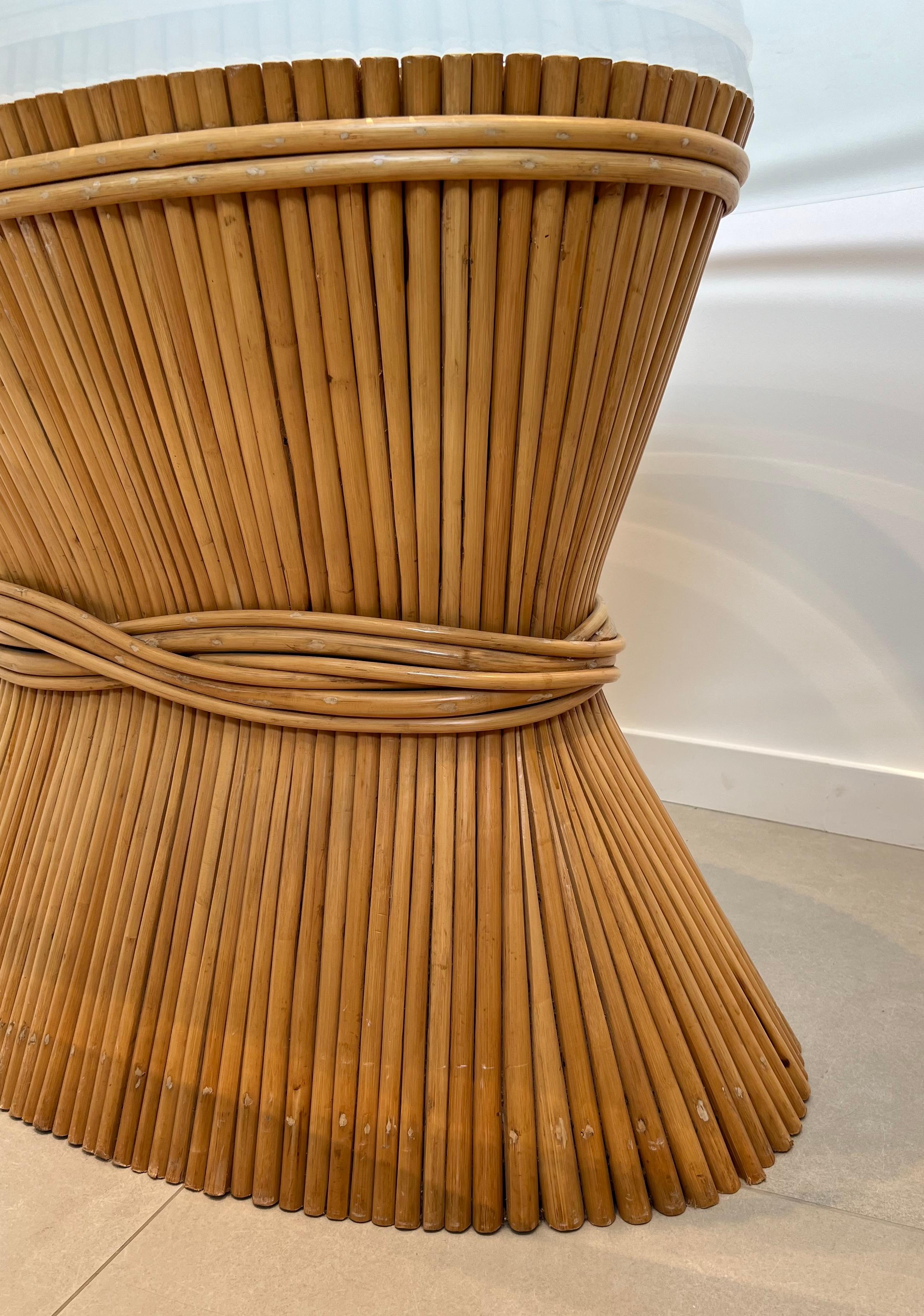 Large Wheat Sheaf Dinning Table with an Oval Beveled Glass Top on a Bamboo Base For Sale 10