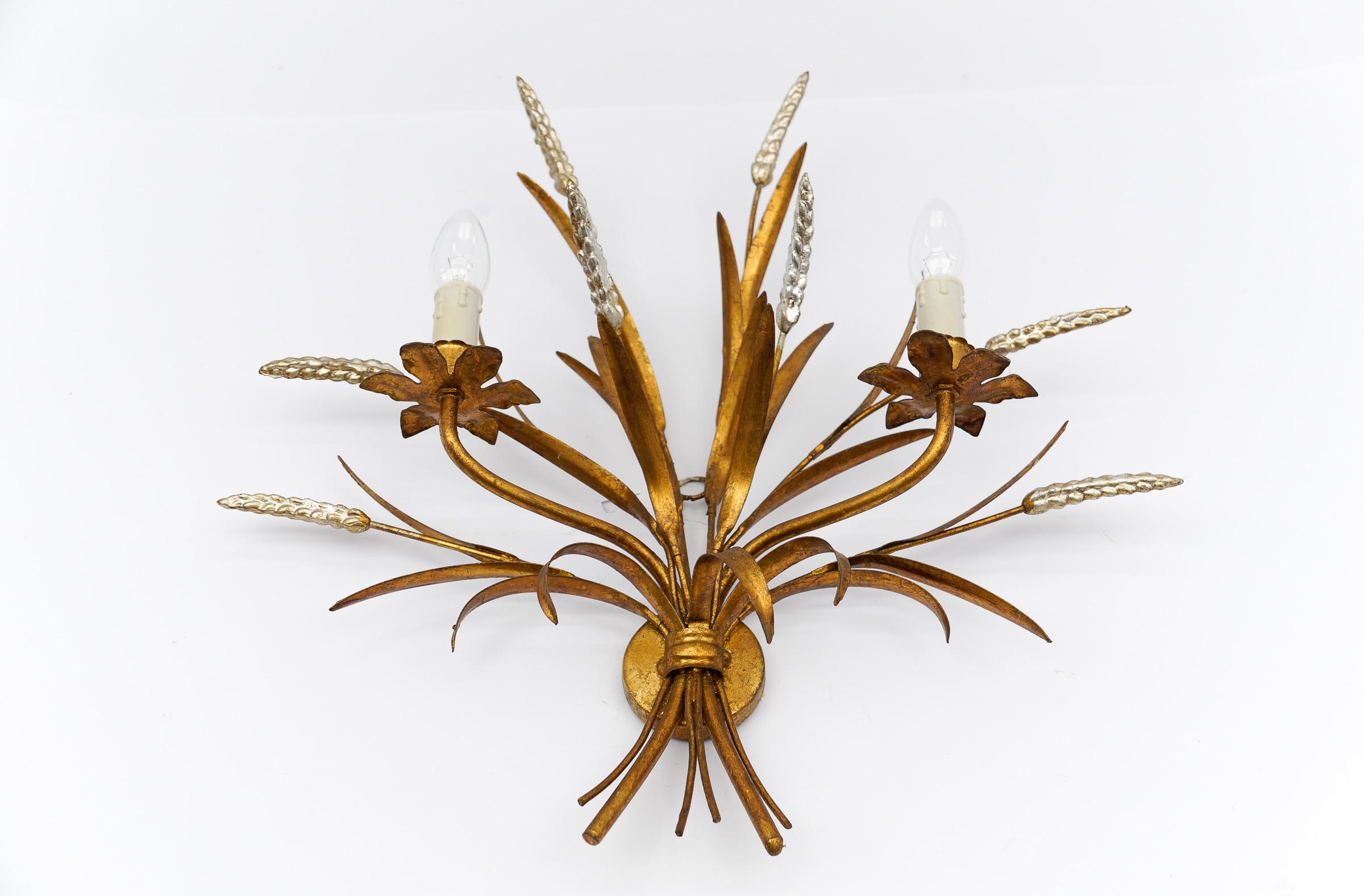 Große Weizengarben-Wandleuchte von Hans Kögl, Deutschland, 1970er Jahre (Hollywood Regency) im Angebot