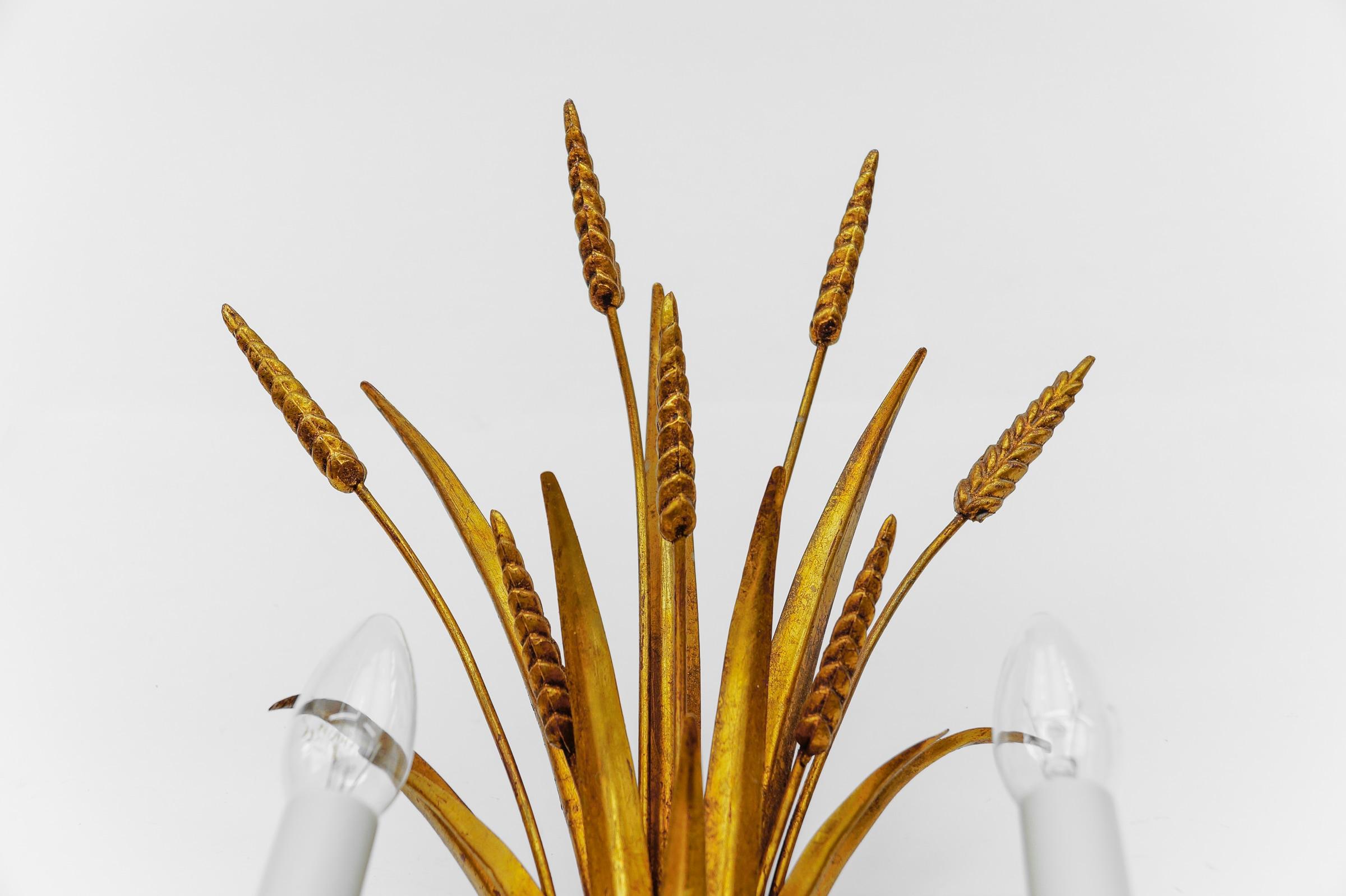 Gilt Large Wheat Sheaf Wall Light by Hans Kögl, Germany, 1970s For Sale