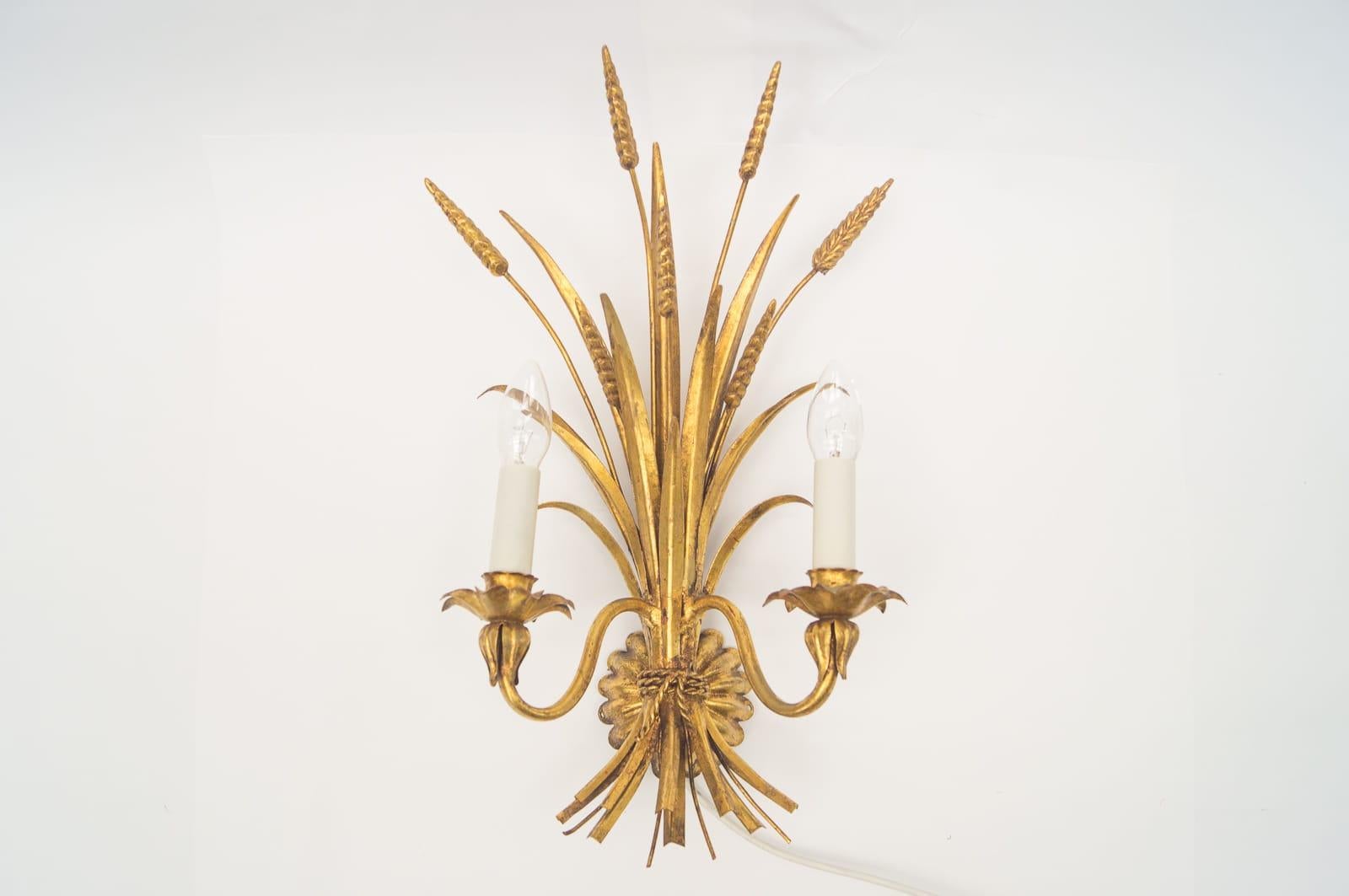 Hollywood Regency Large Wheat Sheaf Wall Light by Hans Kögl, Germany, 1970s For Sale