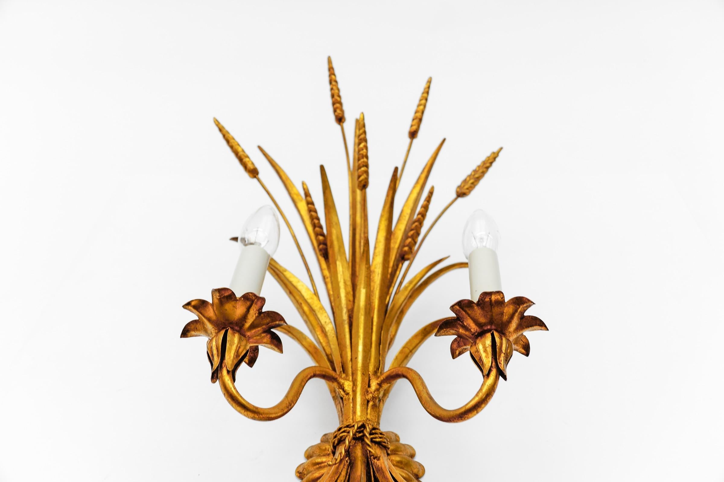Late 20th Century Large Wheat Sheaf Wall Light by Hans Kögl, Germany, 1970s For Sale