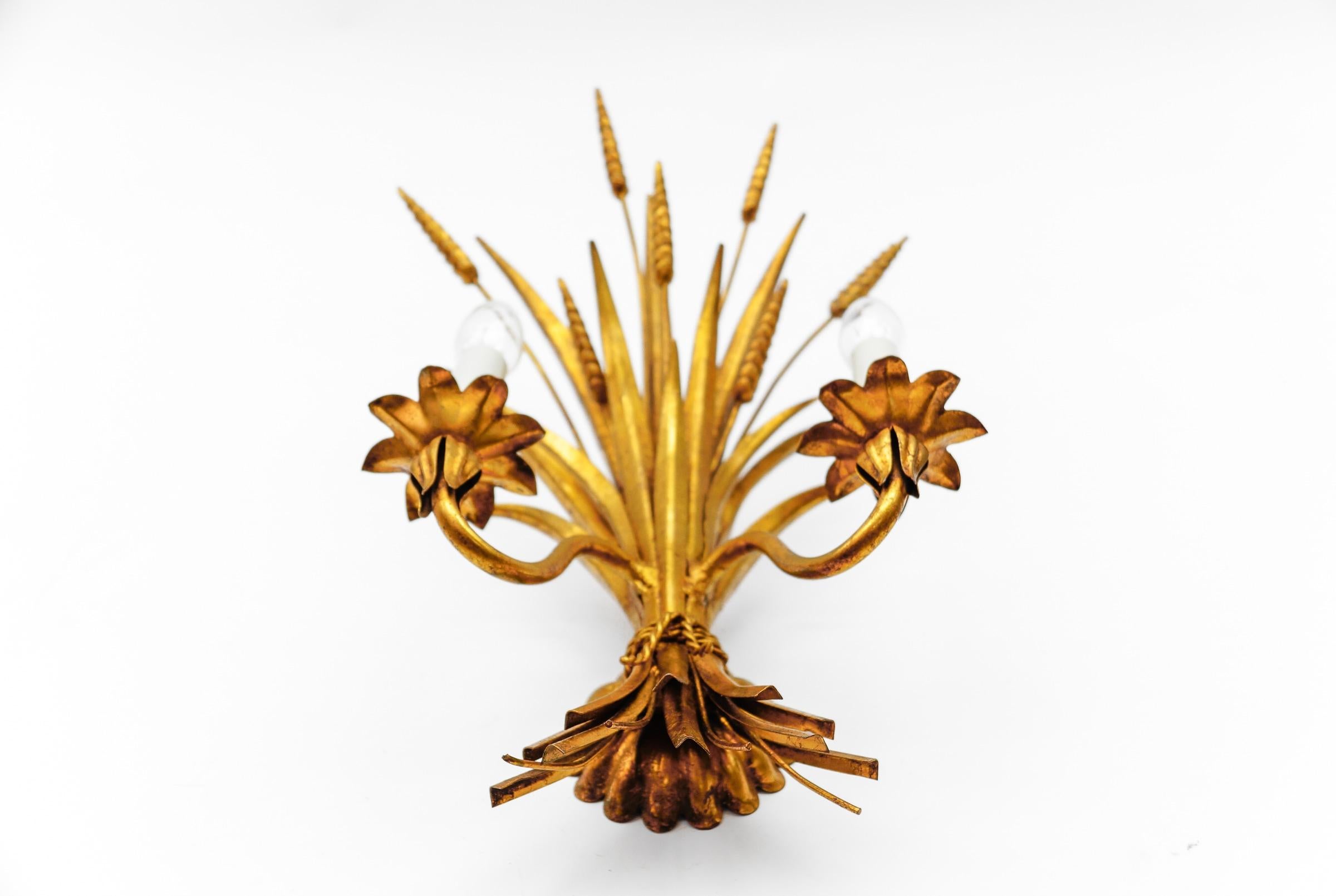 Metal Large Wheat Sheaf Wall Light by Hans Kögl, Germany, 1970s For Sale