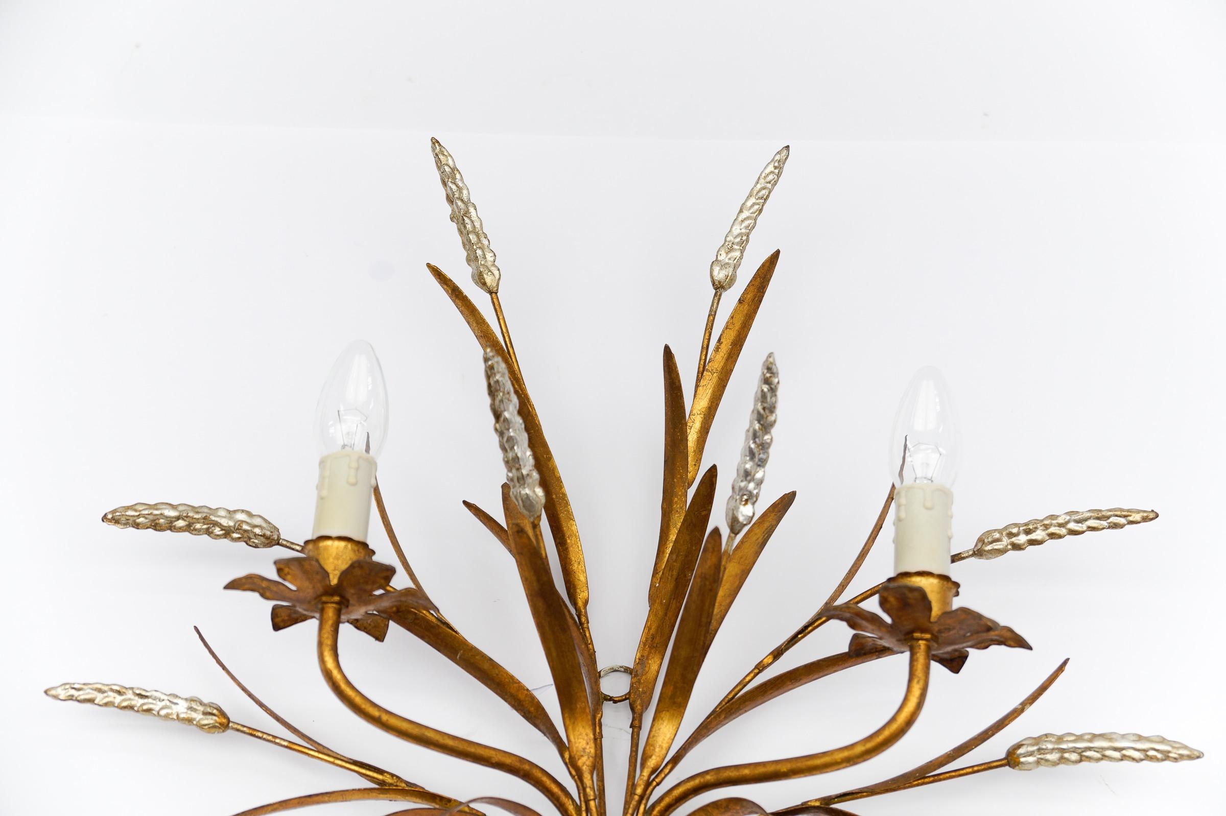 Große Weizengarben-Wandleuchte von Hans Kögl, Deutschland, 1970er Jahre im Angebot 1