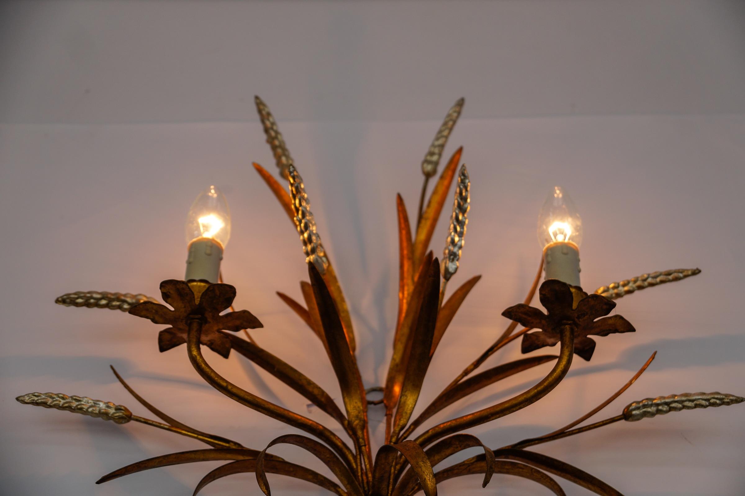 Große Weizengarben-Wandleuchte von Hans Kögl, Deutschland, 1970er Jahre im Angebot 2