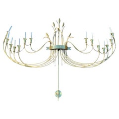 Large Wheat Wall Candle Sconce Lighting Fixture in Gold