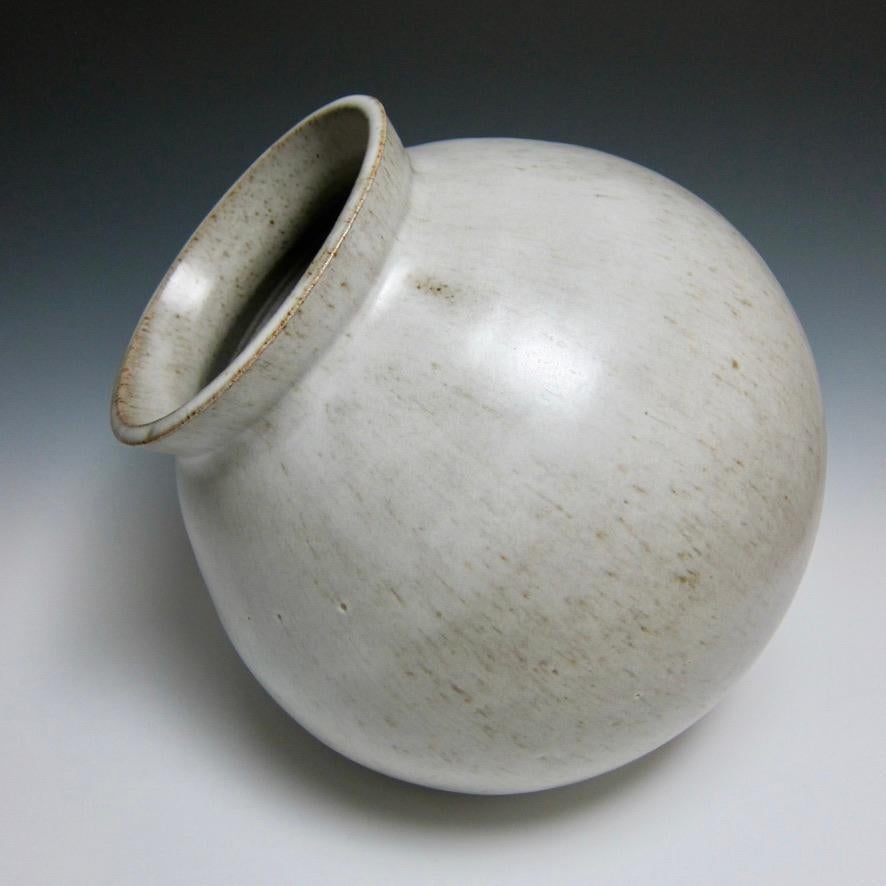 Fired Large Wheel Thrown Moon Jar by Jason Fox For Sale