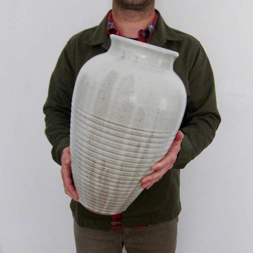 Large Wheel Thrown Textured Vase by Jason Fox In New Condition For Sale In Burbank, CA