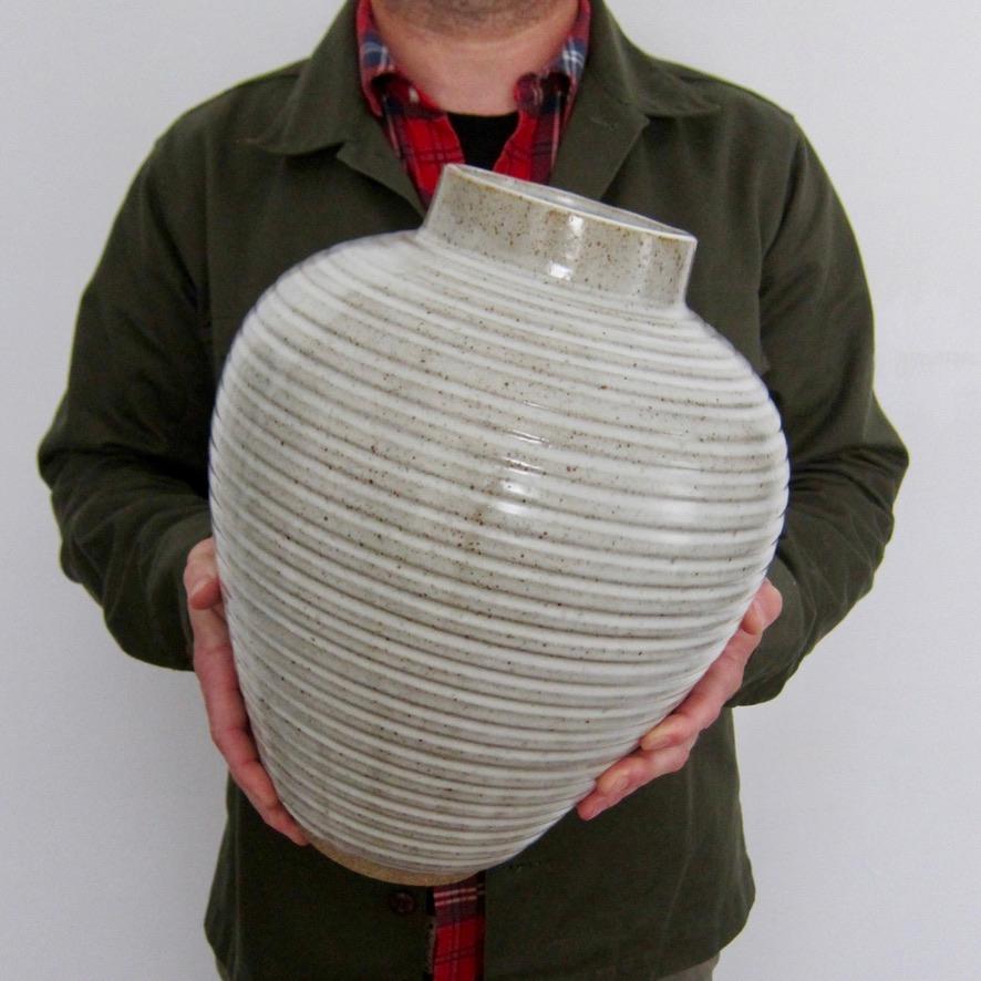 American Large Wheel Thrown Textured Vase by Jason Fox For Sale