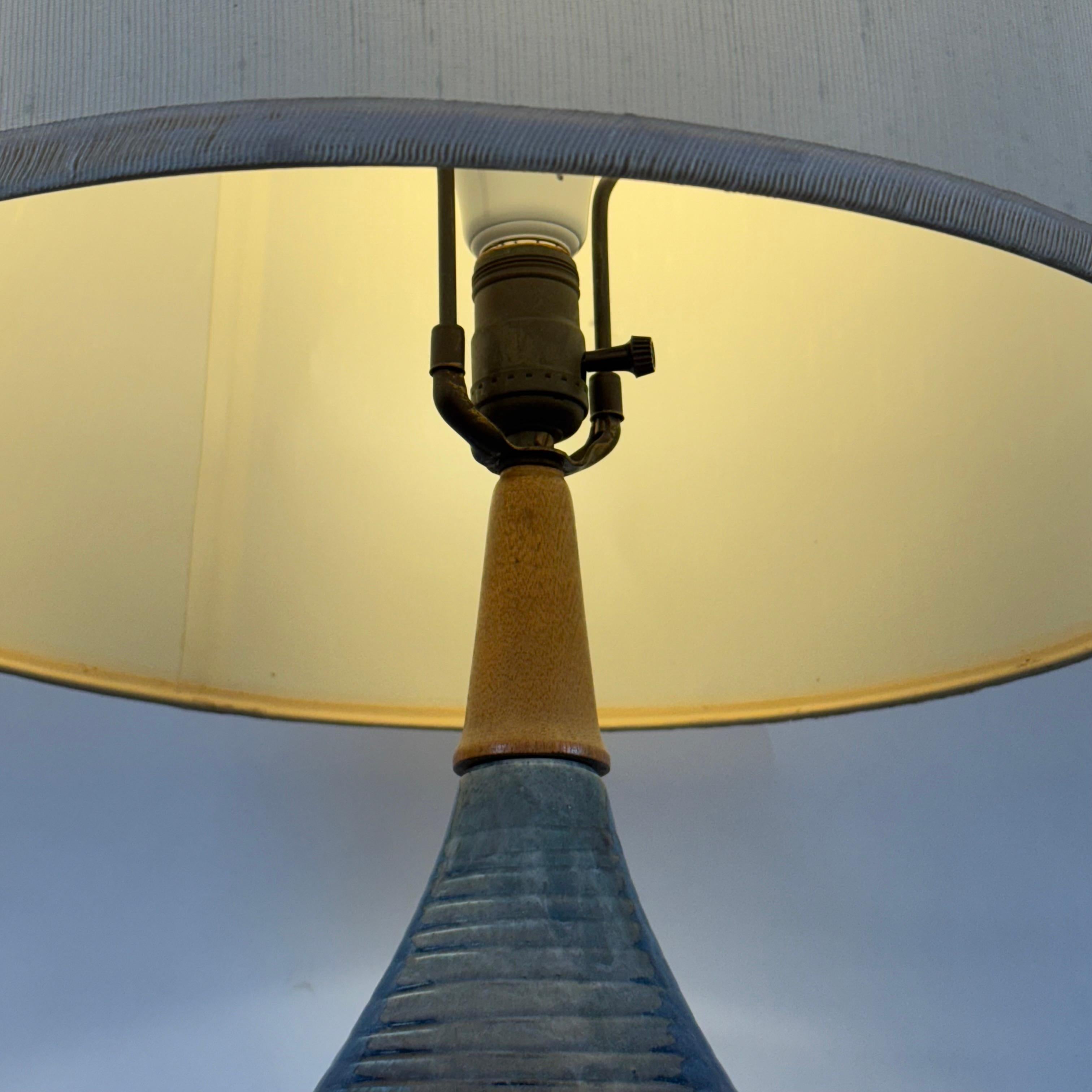 Large Whimsical Glazed Ceramic Teardrop Lamp with Original Shade For Sale 2