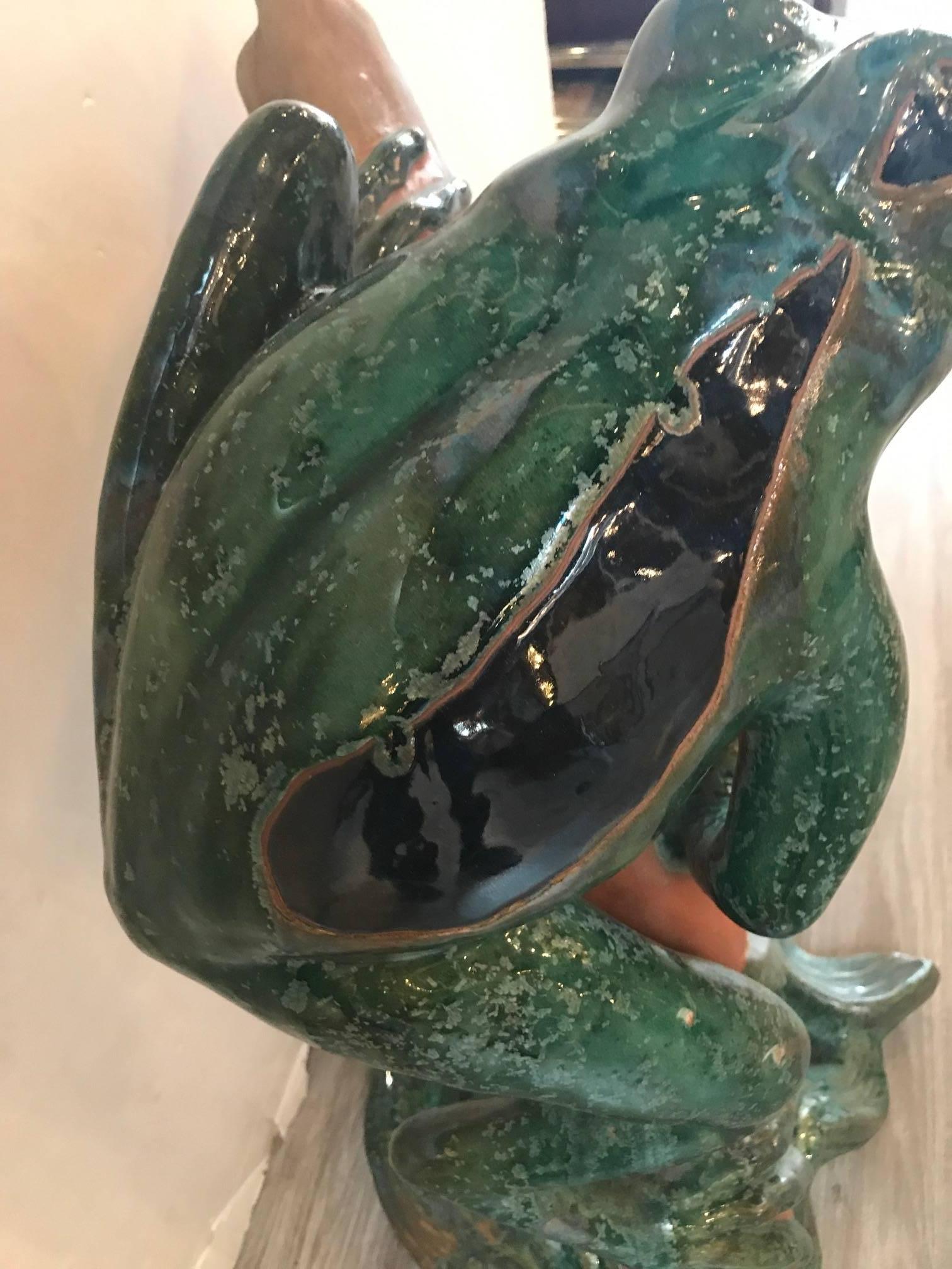 Large Whimsical Italian Frog Sculpture In Excellent Condition In Lambertville, NJ