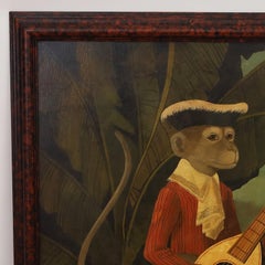 Large Whimsical Oil Painting on Canvas of Monkeys by William Skilling