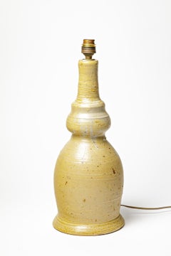 Large white 20th century design stoneware ceramic table lamp La Borne 1960