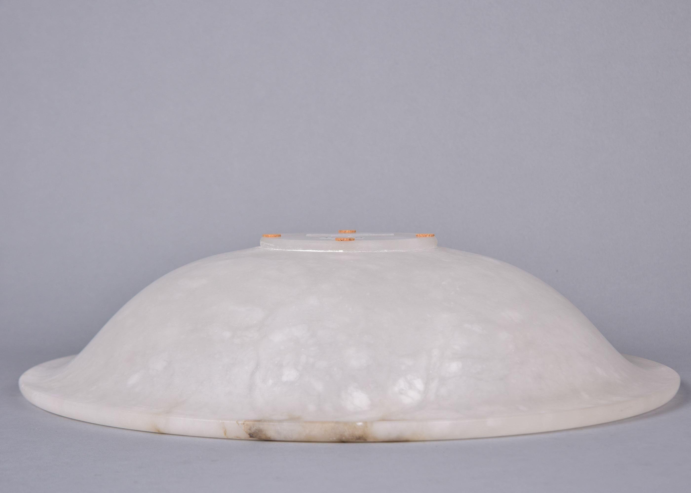 Large White Alabaster Bowl with Minimal Brown Veining For Sale 4