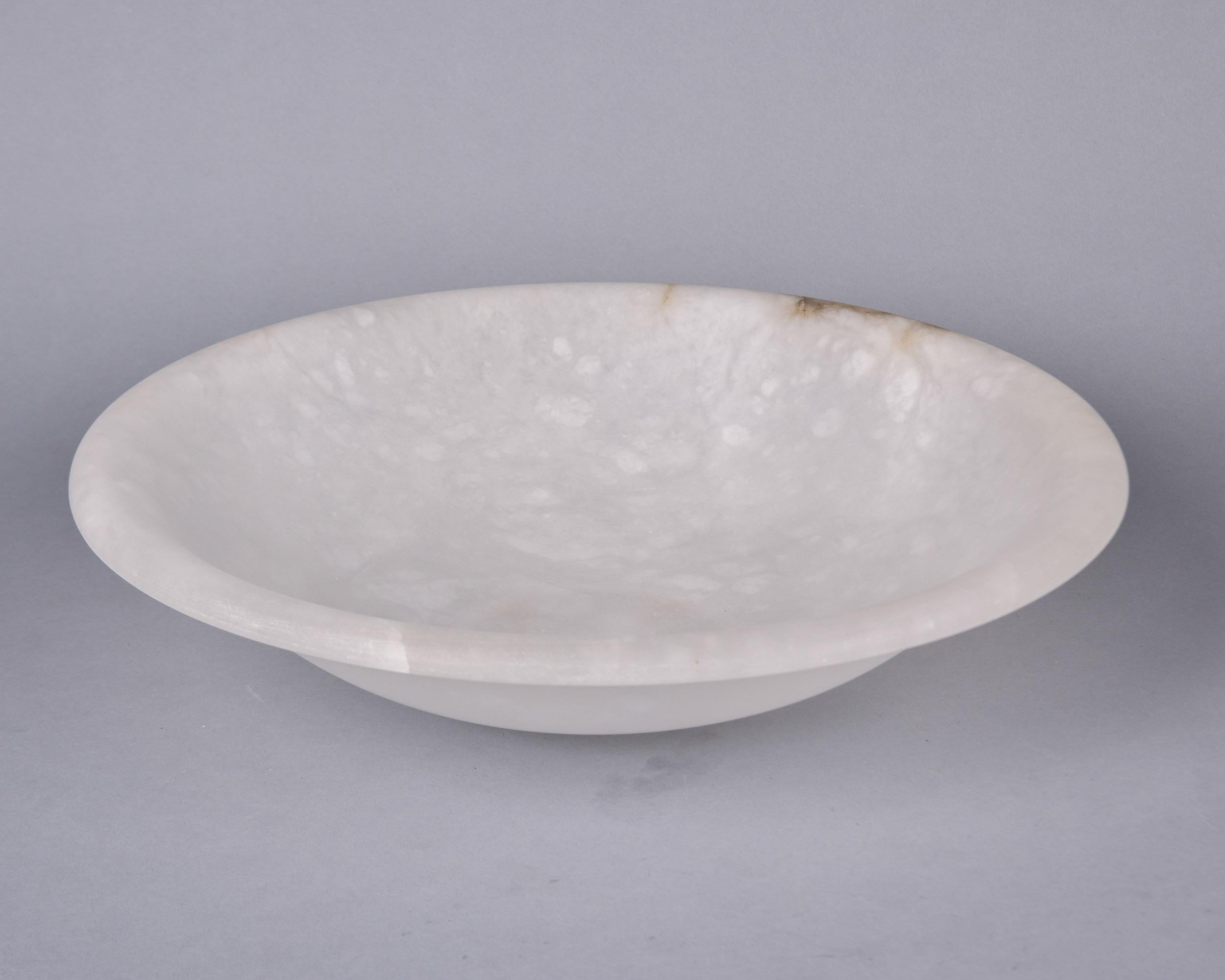 Italian Large White Alabaster Bowl with Minimal Brown Veining For Sale