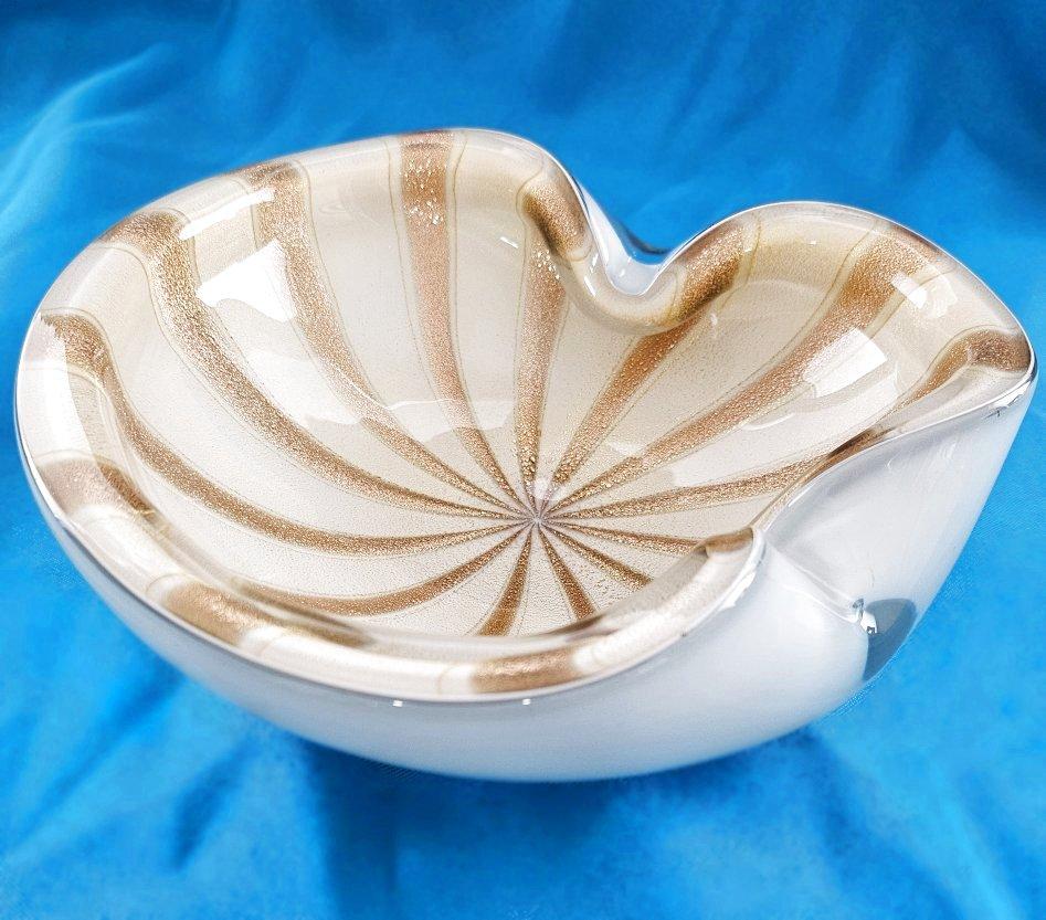 Große weiße Alfredo Barbini Murano Glas 