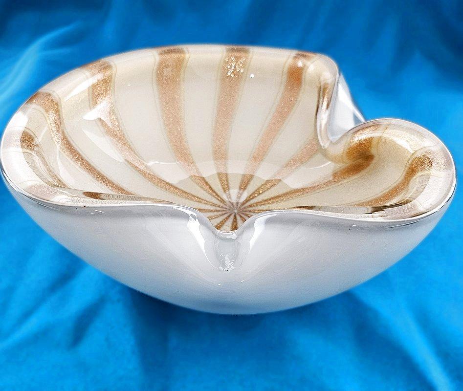 Große weiße Alfredo Barbini Murano Glas 