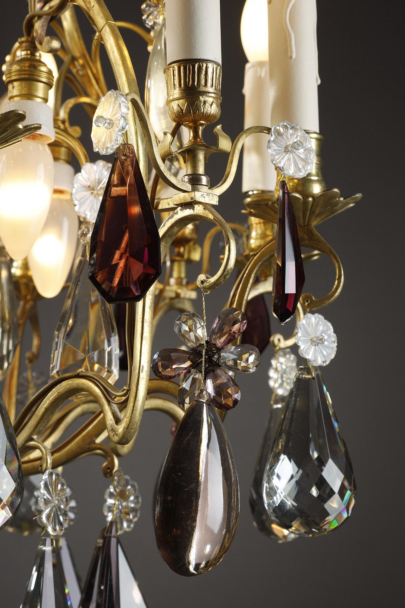 Large White and Amethyst Crystal Chandelier, Late 19th Century 12