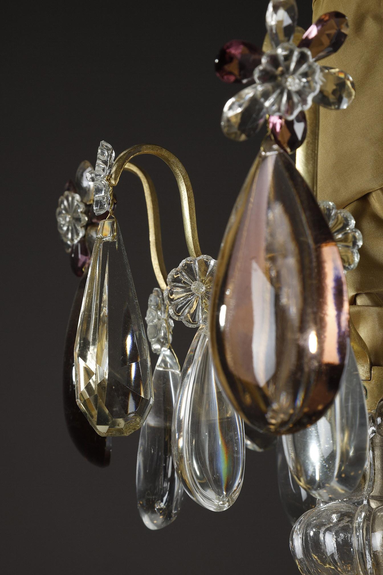Large White and Amethyst Crystal Chandelier, Late 19th Century 5
