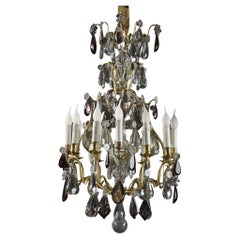 Large White and Amethyst Crystal Chandelier, Late 19th Century