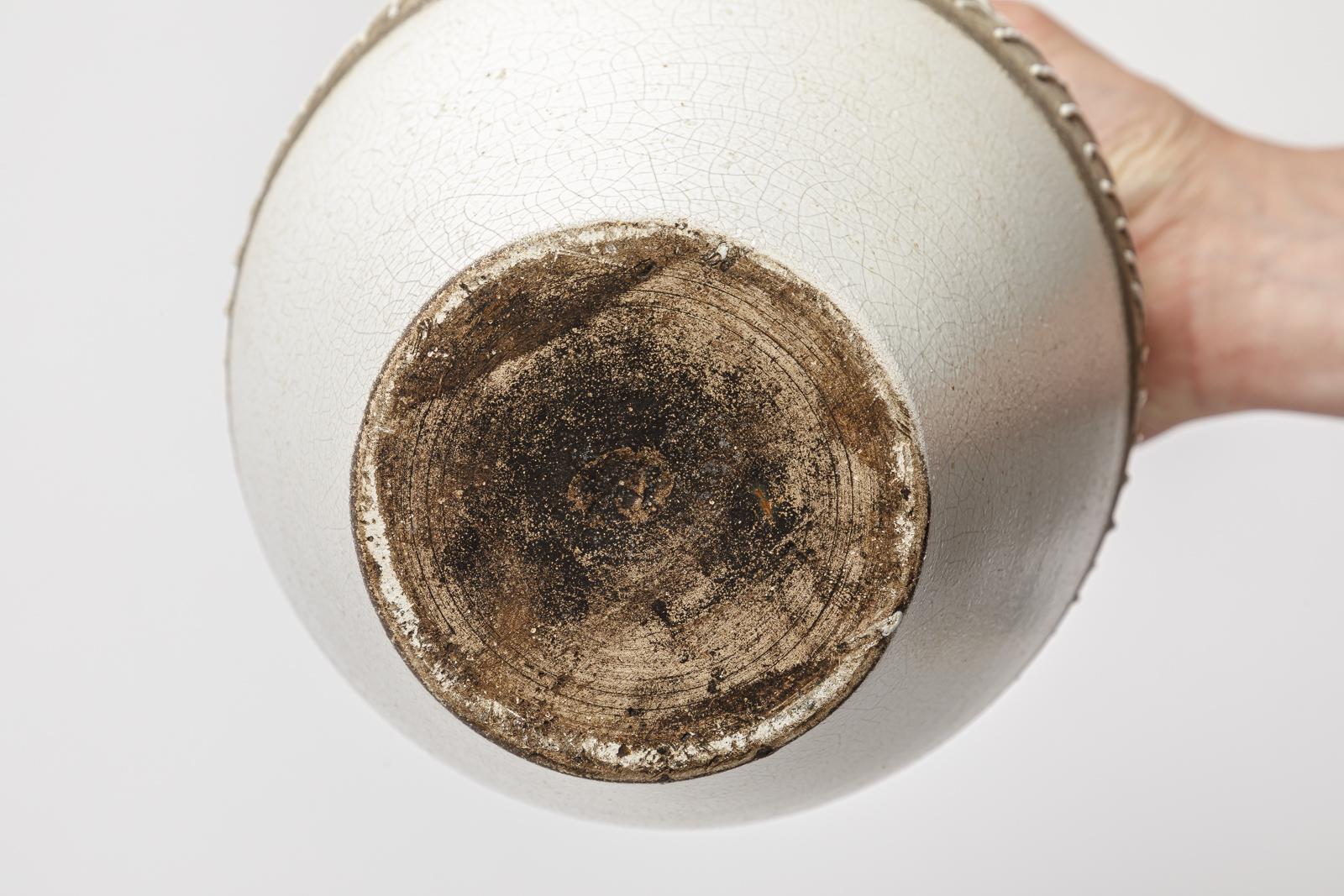 Ceramica Grande vaso in ceramica art déco bianco e nero del 1940, stile Jean Besnard 20°. in vendita