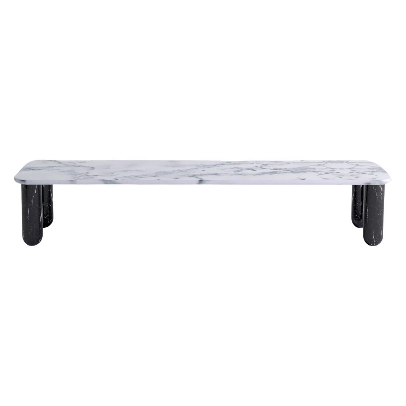 Large White and Black Marble "Sunday" Coffee Table, Jean-Baptiste Souletie For Sale