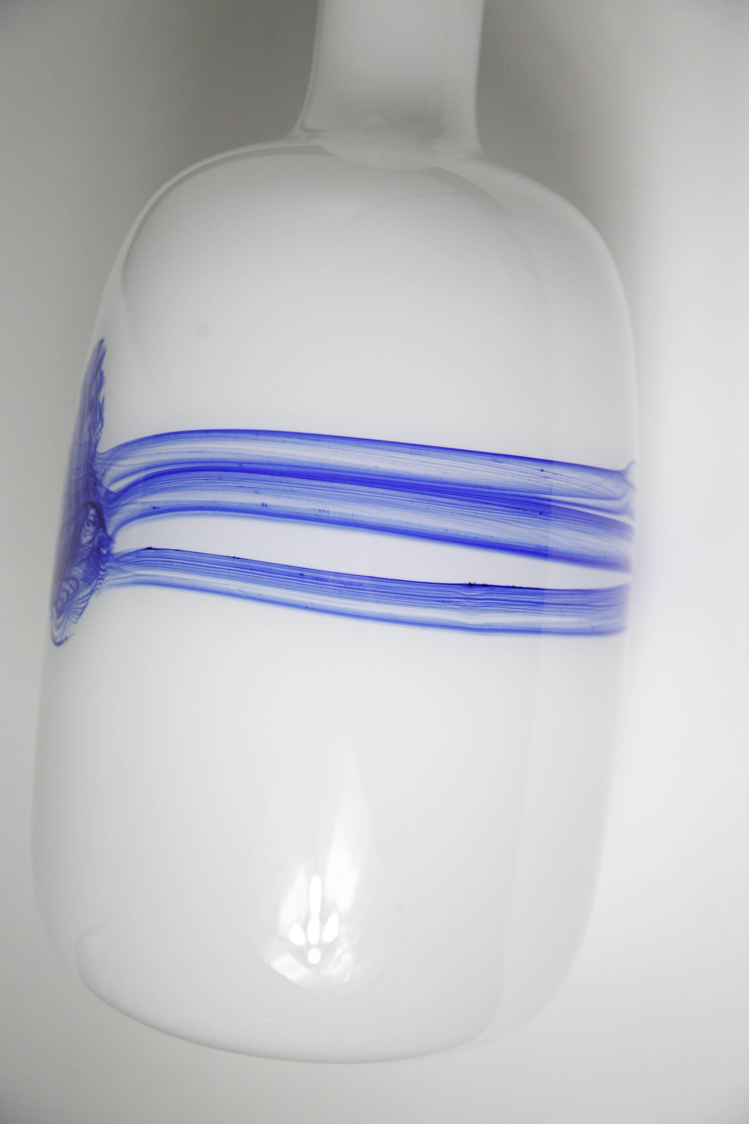 Large White and Blue Holmegaard Table Lamp, Denmark, 1980 For Sale 1