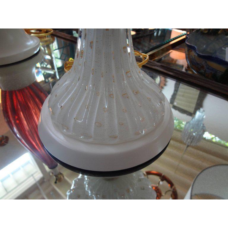 Large White and Gold Infused Murano Glass Lamp by Barovier 1