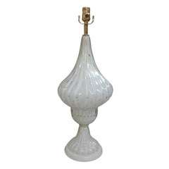 Large White and Gold Infused Murano Glass Lamp by Barovier