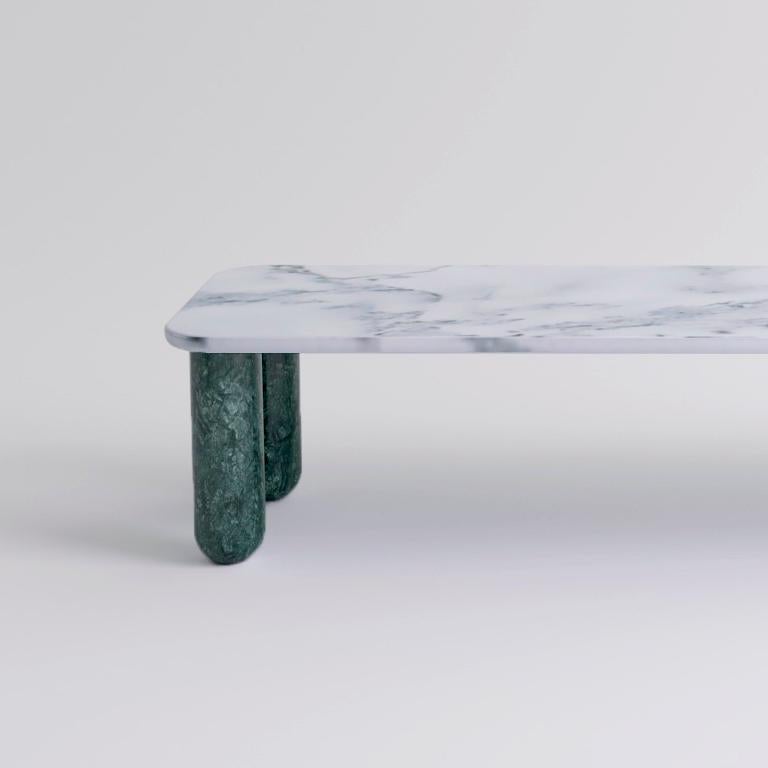 Moderne Grande table basse « Sunday » en marbre blanc et vert, Jean-Baptiste Souletie en vente