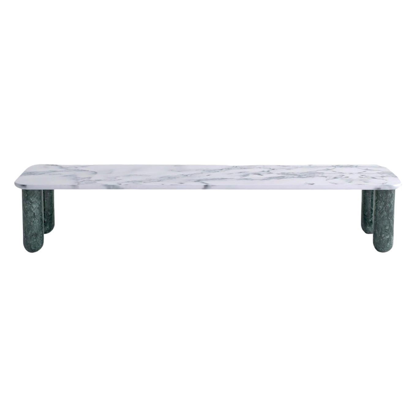 Grande table basse « Sunday » en marbre blanc et vert, Jean-Baptiste Souletie