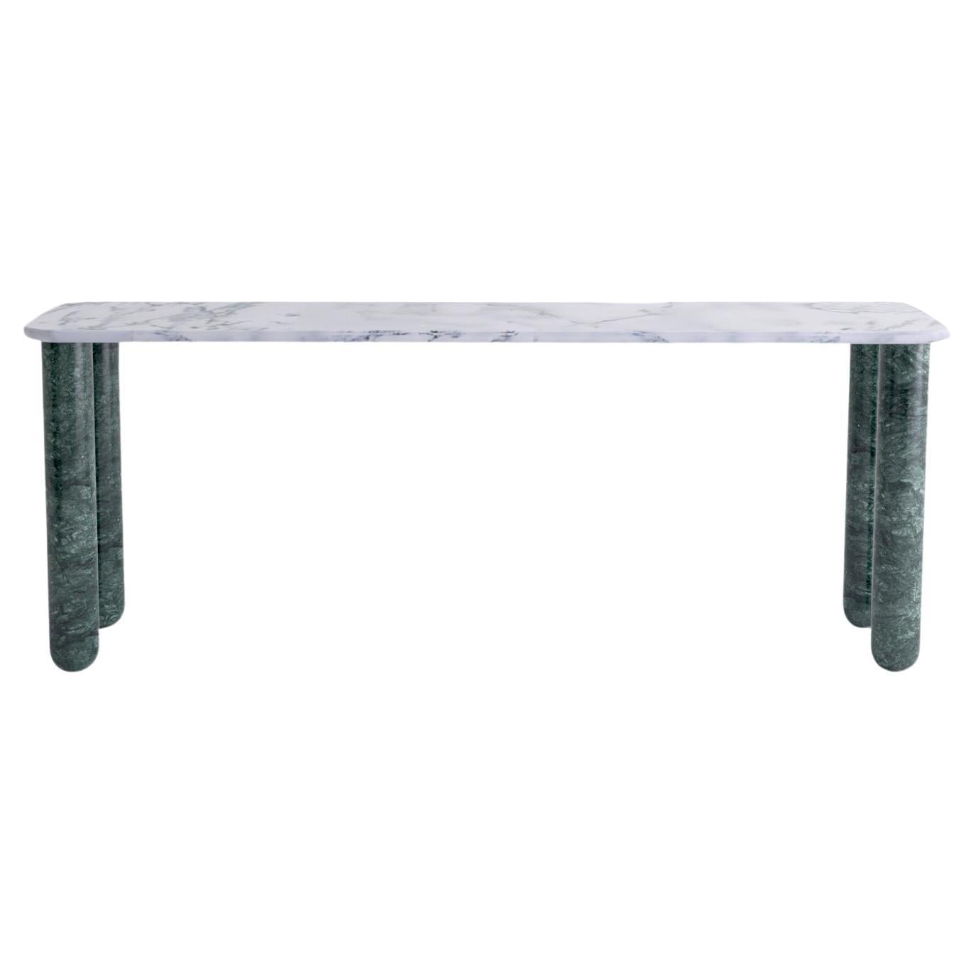 Gran mesa de comedor "Sunday" de mármol blanco y verde, Jean-Baptiste Souletie