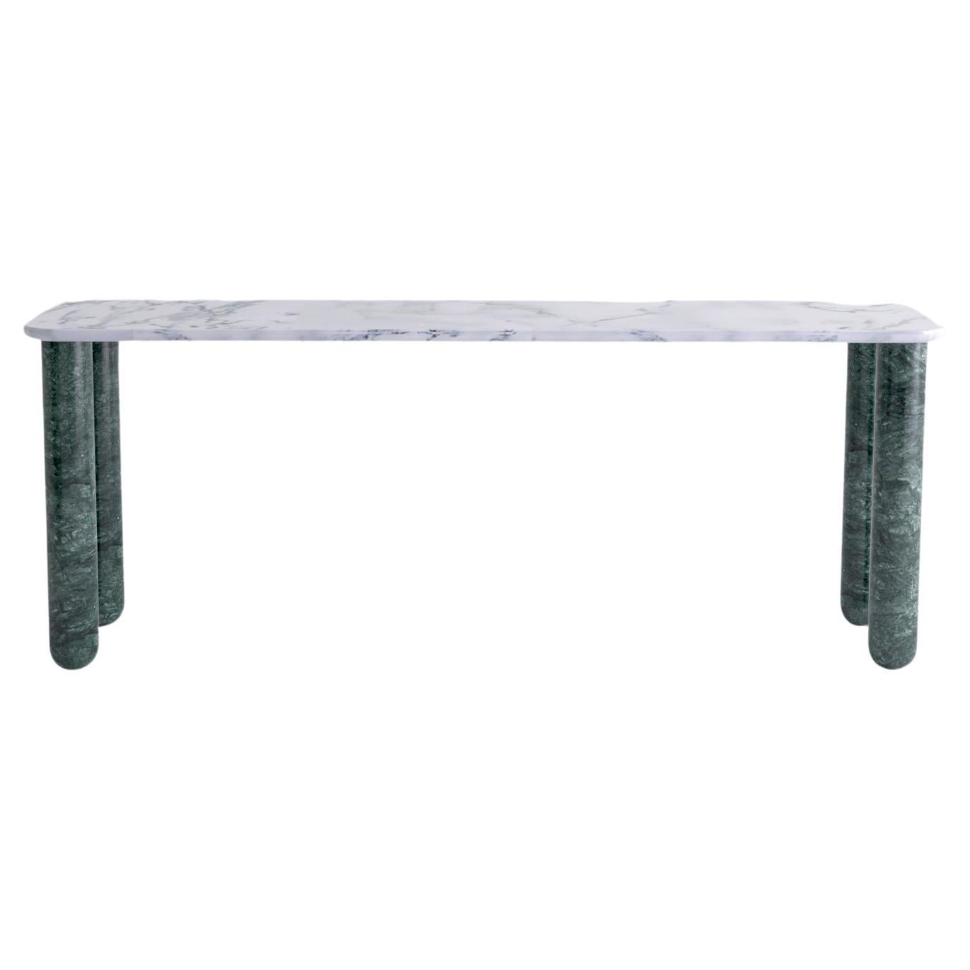 Large White and Green Marble "Sunday" Dining Table, Jean-Baptiste Souletie