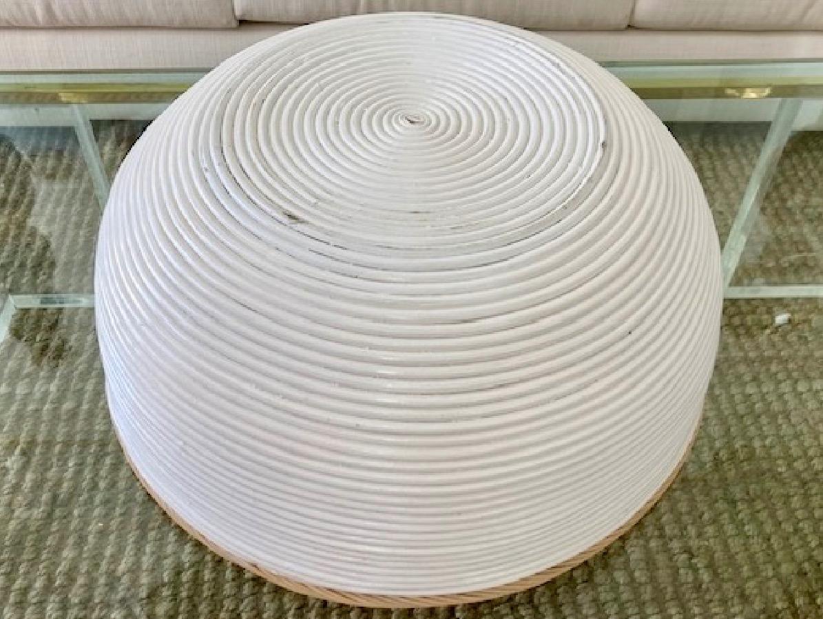 Large White and Natural Rattan Center Piece For Sale 2