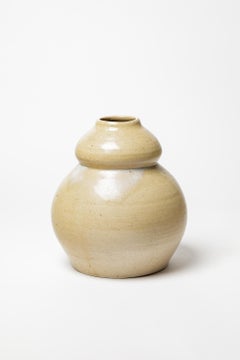 Large white art deco ceramic vase by Betzy Augeron unique handmade piece 1940
