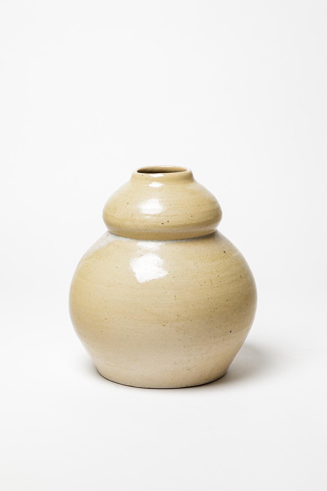 Mid-Century Modern Grand vase blanc art déco par Betzy Augeron, pièce unique faite à la main 1940 en vente