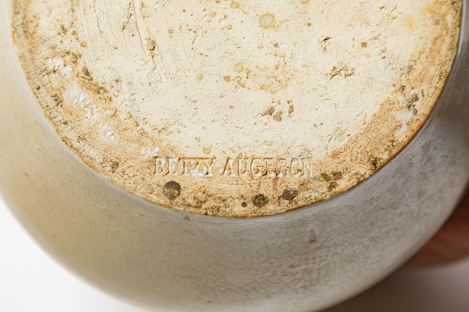 20ième siècle Grand vase blanc art déco par Betzy Augeron, pièce unique faite à la main 1940 en vente