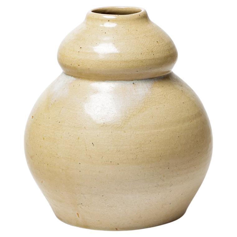 Grand vase blanc art déco par Betzy Augeron, pièce unique faite à la main 1940