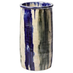 Large White Blue Ceramic Floor Vase by Jean Talbot La Borne circa 1940