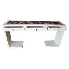 Vintage Large White Bone and Cow Horn Console in the Style of Karl Springer