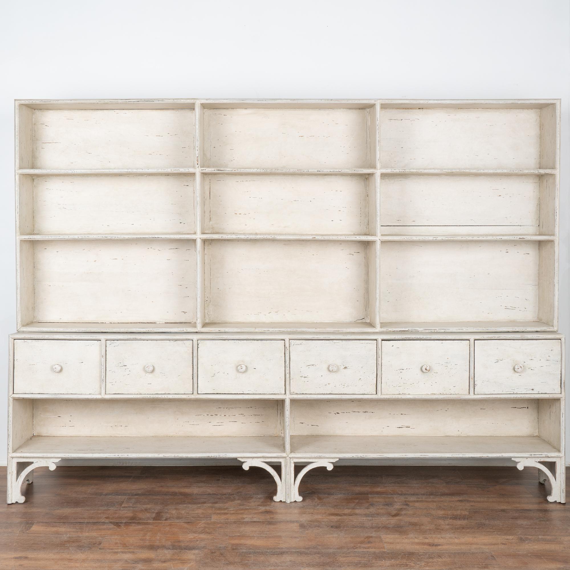 Danish Large White Bookcase Cabinet, Denmark circa 1900-20