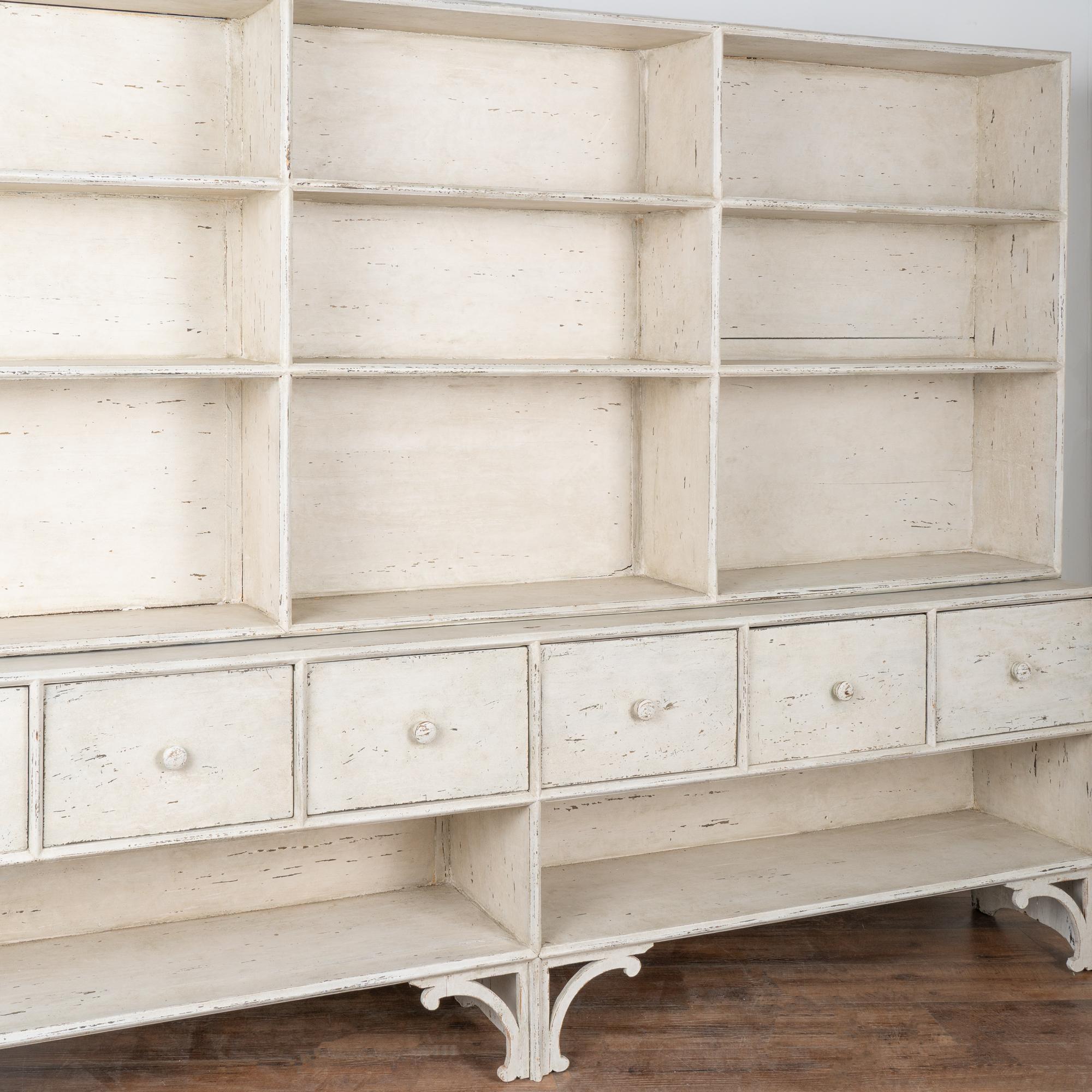 Large White Bookcase Cabinet, Denmark circa 1900-20 In Good Condition In Round Top, TX
