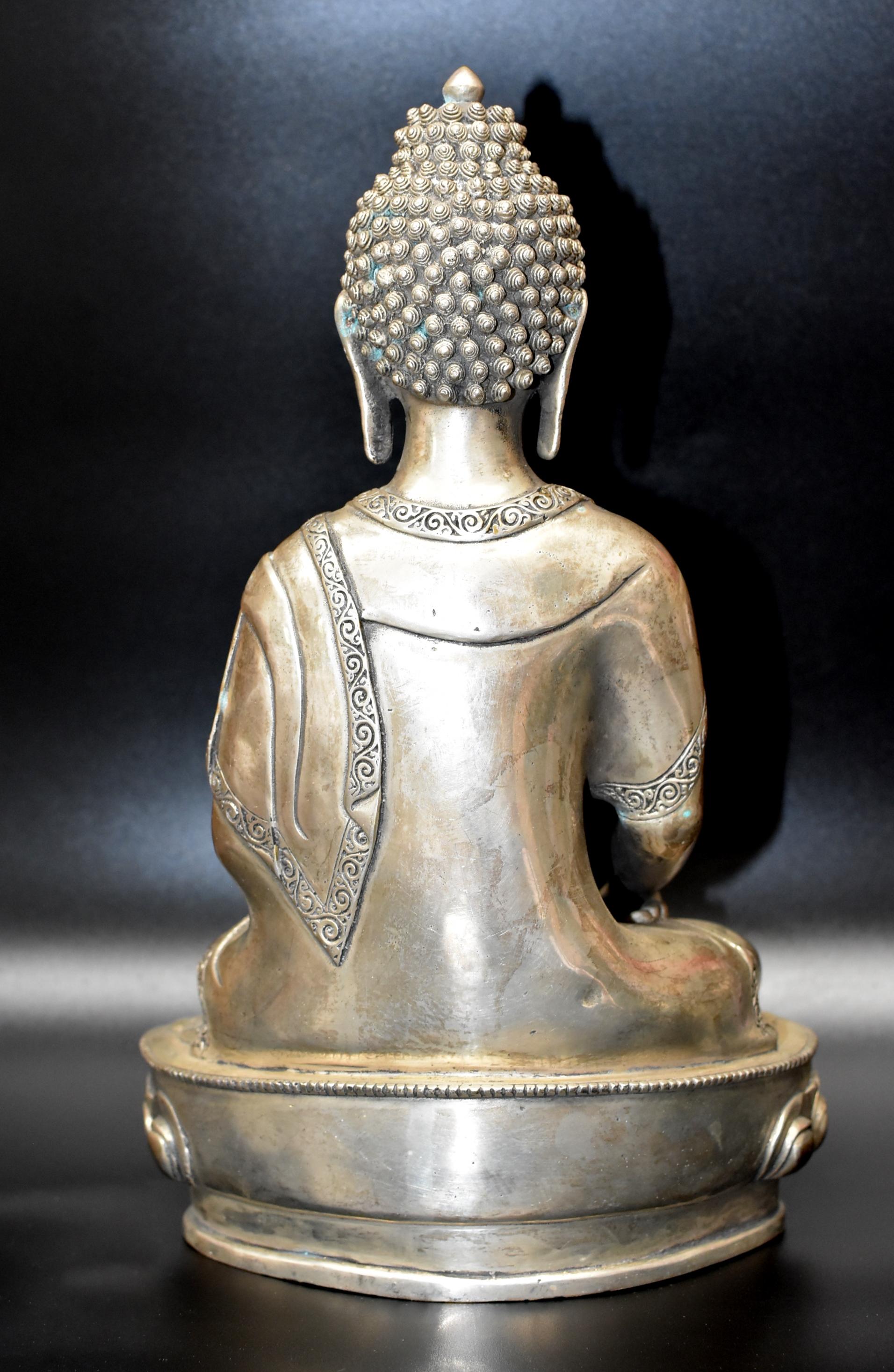 Large White Brass Buddha Statue 5
