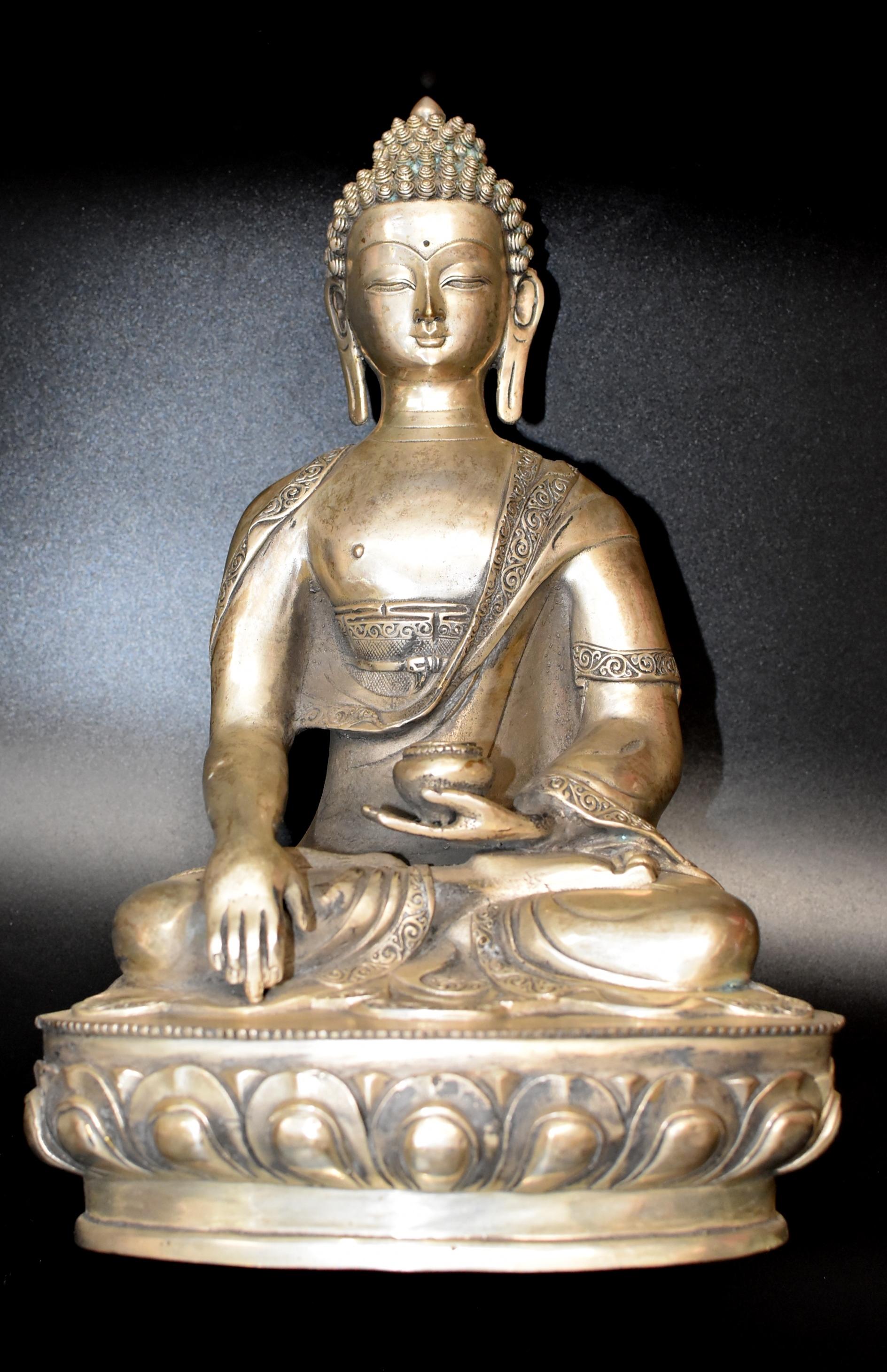 Large White Brass Buddha Statue 10
